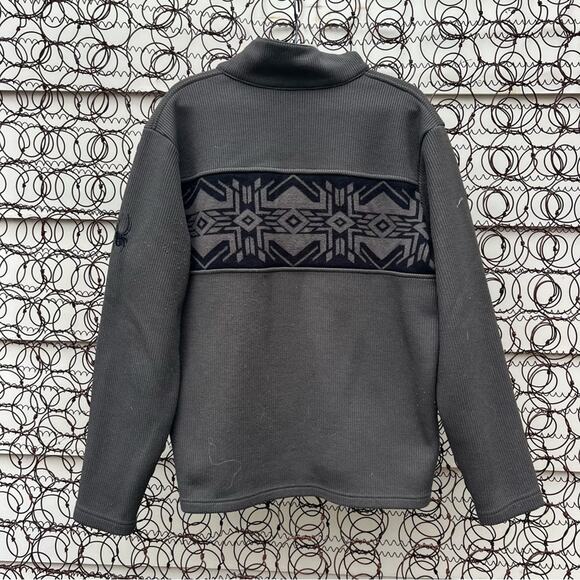 Spyder Nordic Henley Mid-weight Core Sweater Gray Black LARGE - Picture 2 of 7